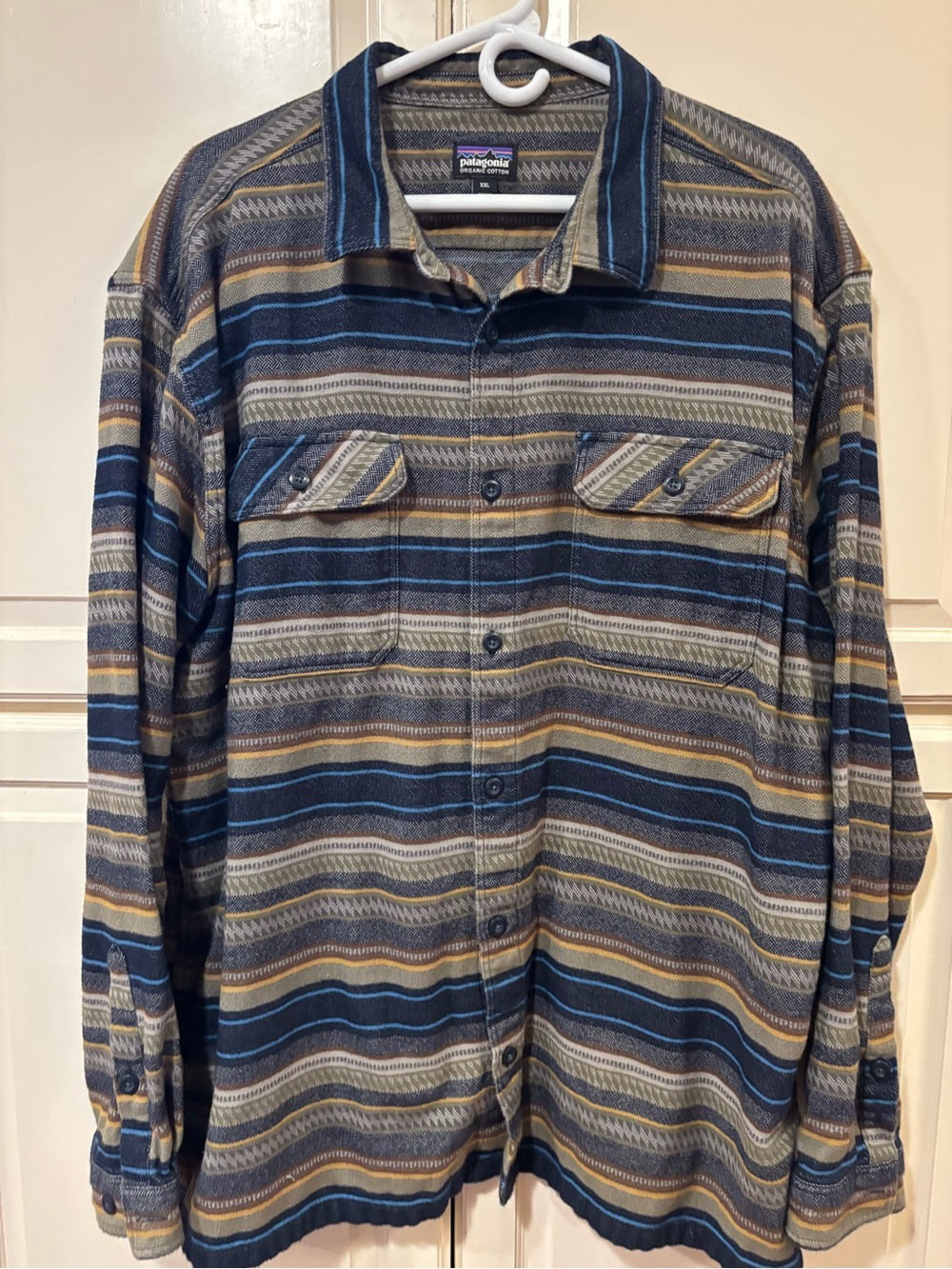 Patagonia XXL striped Fjord flannel button up shirt.